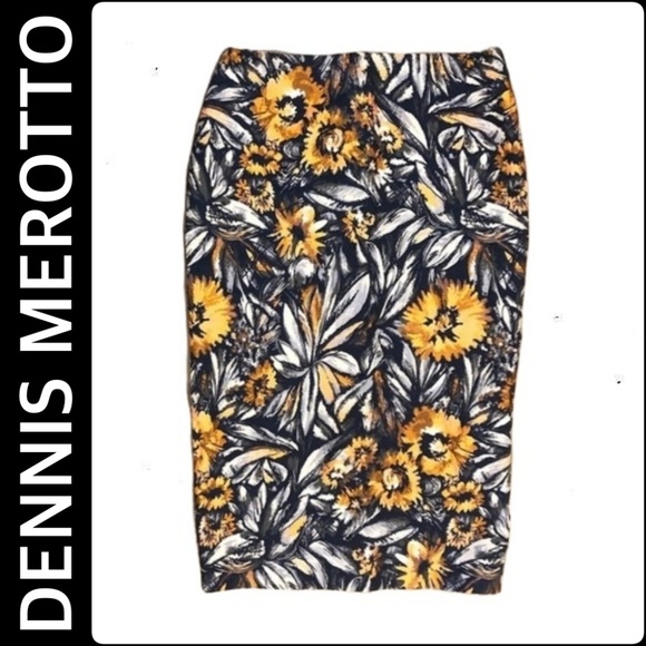Dennis Merotto Designer Floral Twill Pencil Skirt - Picture 4 of 9